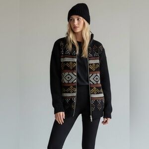 RW&CO. Sherpa Lined‎ Oversized XS Cardigan Jacket Full Zip Aztec Print